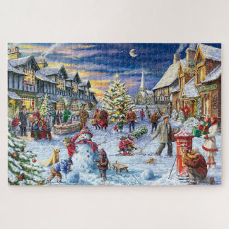 Puzzle Village de Noël neige Jigsaw