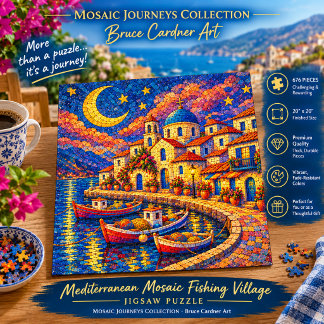 Puzzle Village de pêche mosaïque méditerranéen