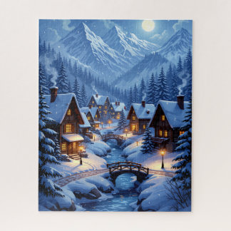 Puzzle Village des montagnes d'hiver