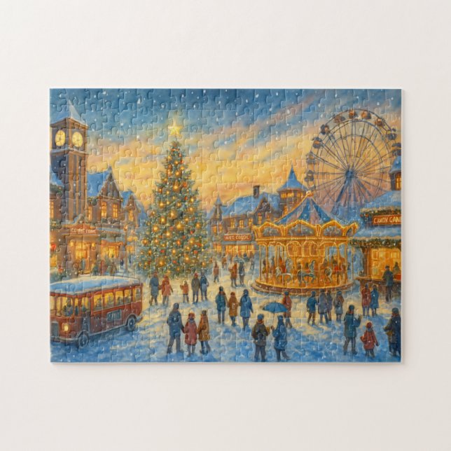 Puzzle Village d'hiver de la fête de Noël (Horizontal)