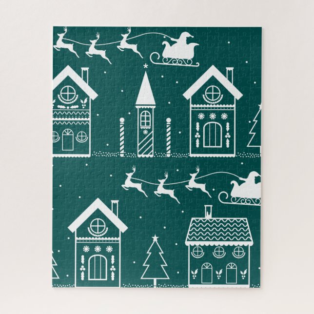 Puzzle Village nordique de Noël enneigé (Vertical)