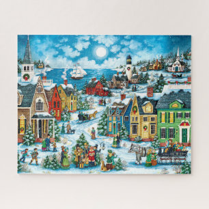 Puzzle Village Wonderland d'hiver au bord de la mer