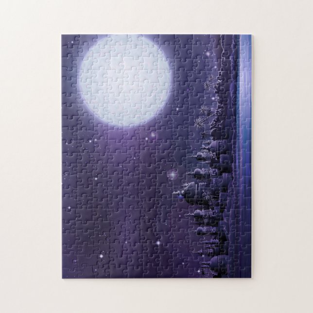 Puzzle Ville ancienne sous une Pleine lune (Vertical)