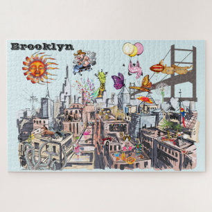 Puzzle Ville animée de Brooklyn Surreal Pop Art