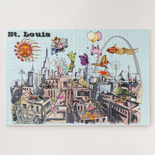 Puzzle Ville animée de St. Louis Surreal Pop Art