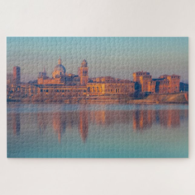 Puzzle Ville de Mantoue reflété skyline, Italie (Horizontal)