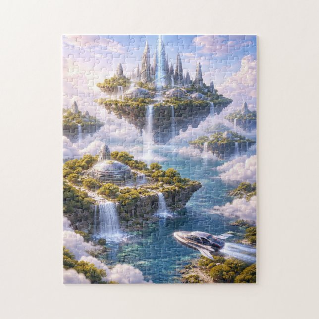 Puzzle Ville futuriste dans le ciel (Vertical)