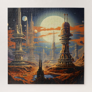 Puzzle Ville Futuriste Sci-Fi Vintage