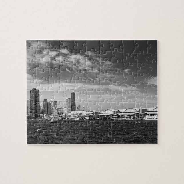 Puzzle Ville - horizon et le pilier BW de Chicago de (Horizontal)
