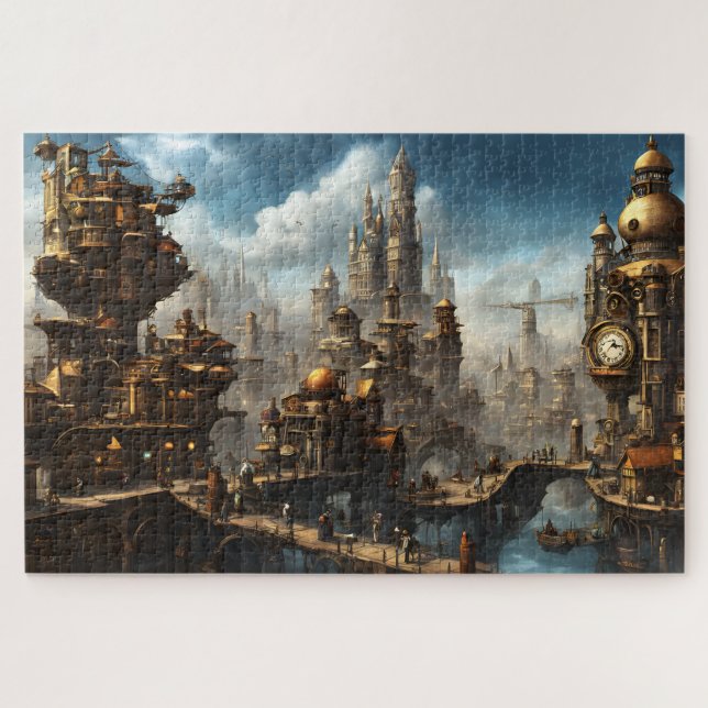 Puzzle Ville Steampunk avec horloge (Horizontal)