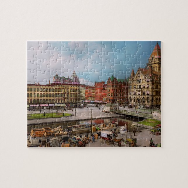Puzzle Ville - Syracuse NY - Le canal Carré Clinton 1905 (Horizontal)