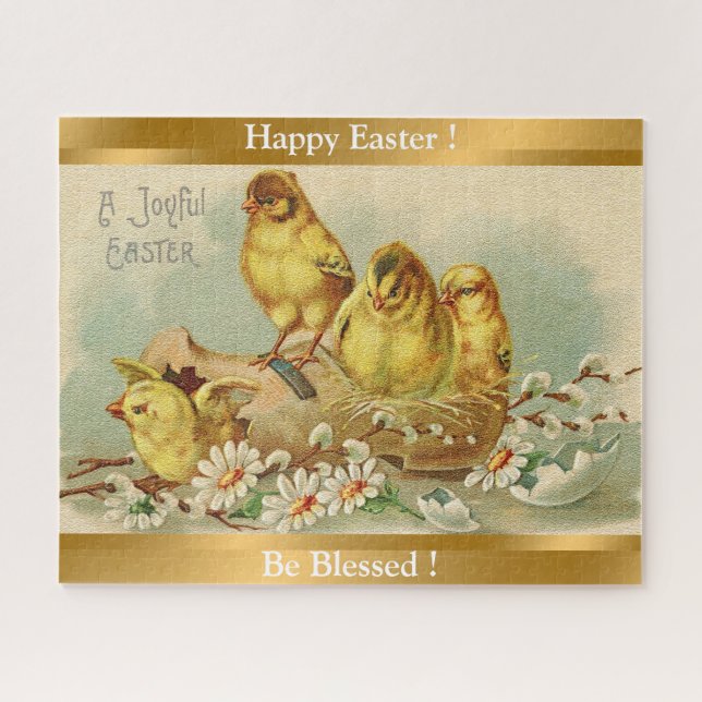 Puzzle Vintage 4 poulets Vacances de Pâques (Horizontal)