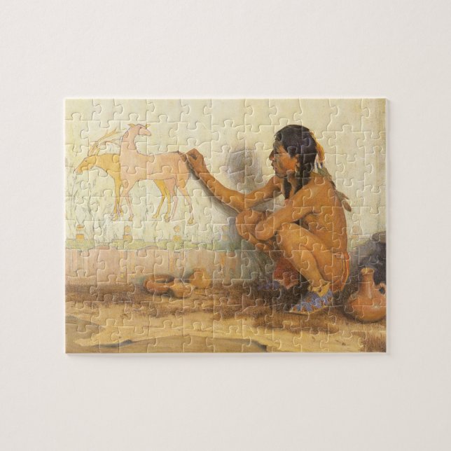 Puzzle Vintage Amérindien, artiste indien par Couse (Horizontal)