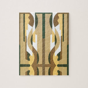 Puzzle Vintage Art Déco Jazz Curve Motif Couleurs d'autom