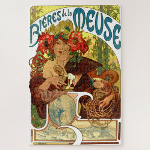 Puzzle Vintage Art Nouveau Beer Ad by Alphonse Mucha