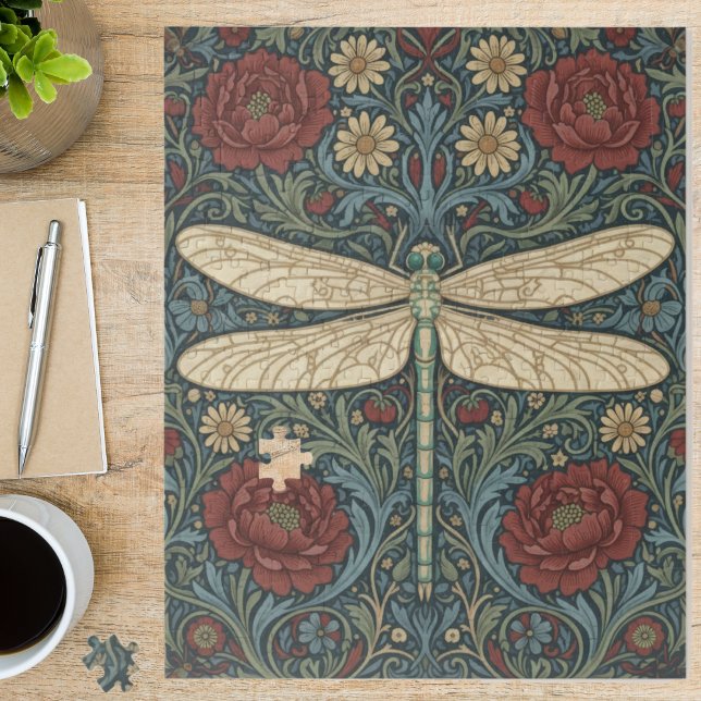 Puzzle Vintage Art Nouveau Dragonfly Floral (Créateur téléchargé)