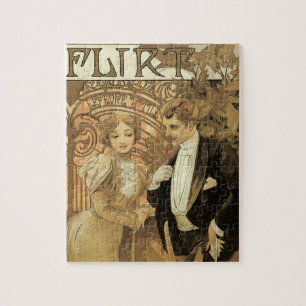 Puzzle Vintage Art Nouveau Love Romance, Flirt by Mucha