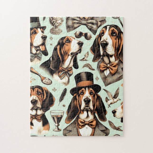 Puzzle Vintage Basset Hound sans joint (Vertical)