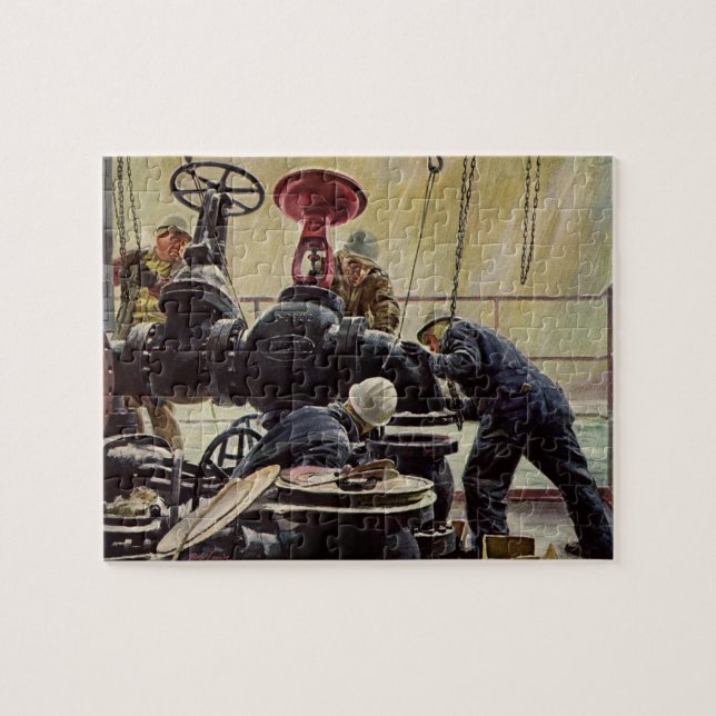 Puzzle Vintage Business, plateforme pétrolière sur l'océa (Horizontal)