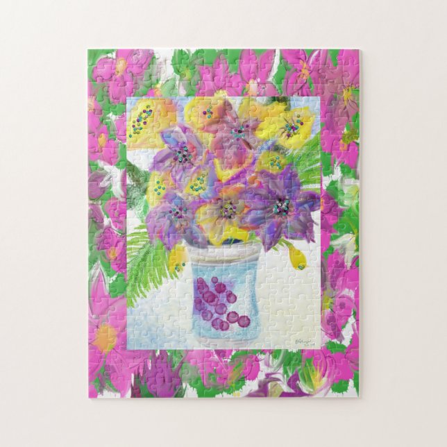 Puzzle Vintage cadre et bouquet de fleurs (Vertical)
