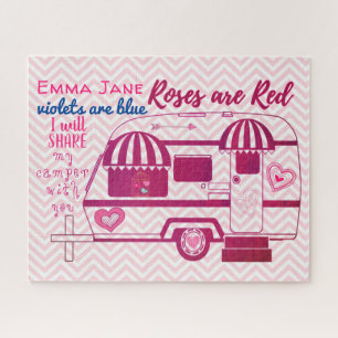 Puzzle Vintage Camper Trailer Happy Valentine's Day Card