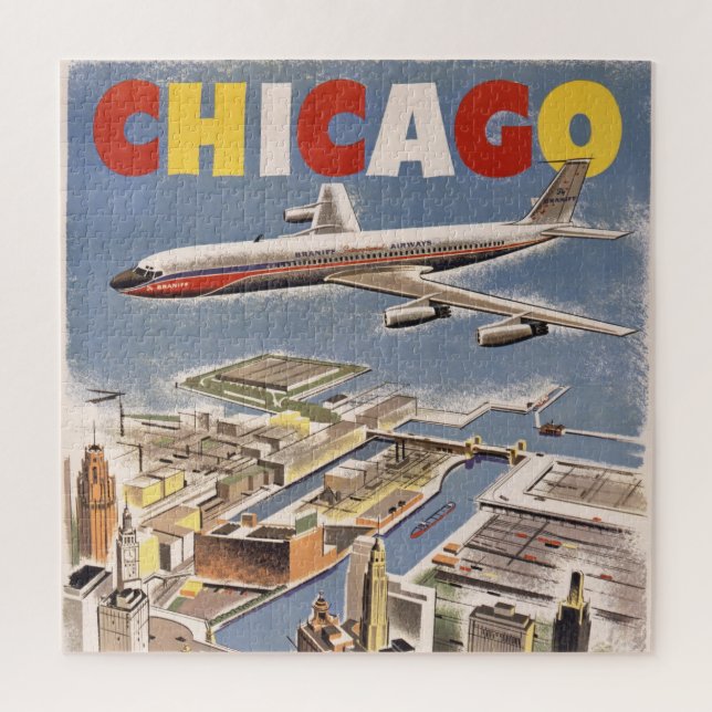Puzzle Vintage Chicago USA Air Travel Publicité (Vertical)