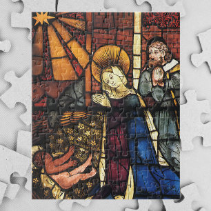 Puzzle Vintage Christmas Nativity Scene in Stained Glass