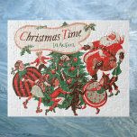 Puzzle Vintage Christmas Santa Claus and Dancing Children<br><div class="desc">Christmas Time in Action!
Vintage illustration Merry Christmas holiday image featuring a Jolly Santa Claus Dancing with children around a decorated Christmas tree. Boys,  girls and even a puppy dog are dancing with Santa!</div>