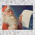 Puzzle Vintage Christmas, Santa Claus Naughty Nice List<br><div class="desc">Vintage illustration Merry Christmas holiday image featuring a jolly Santa Claus wearing his red hat and checking his naughty or nice list on Christmas Eve.</div>