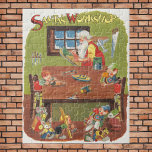 Puzzle Vintage Christmas Santa with Elves in the Workshop<br><div class="desc">Vintage illustration Merry Christmas holiday design featuring a jolly Santa Claus and his elves busy building toys in Santa's workshop at the North Pole on Christmas Eve. Each elf has a favorite toy. The image comes from an antique advent calendar. Season's Greetings and Happy Holidays!</div>