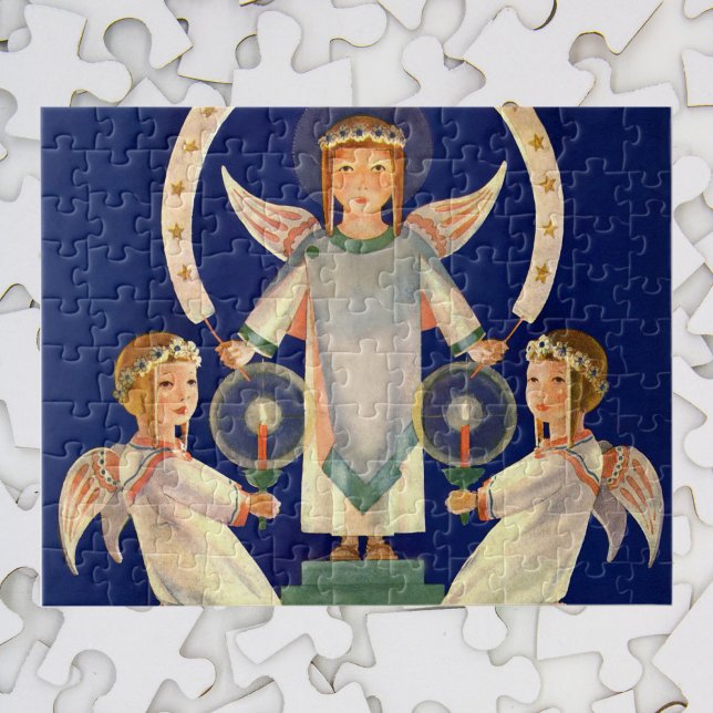 Puzzle Vintage Christmas, Scandinavian Santa Lucia Angels (Créateur téléchargé)