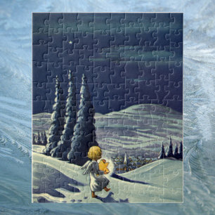 Puzzle Vintage Christmas, Snow Angel Walking with a Star