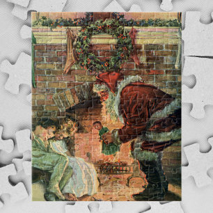 Puzzle Vintage Christmas, Victorian Santa Claus Children
