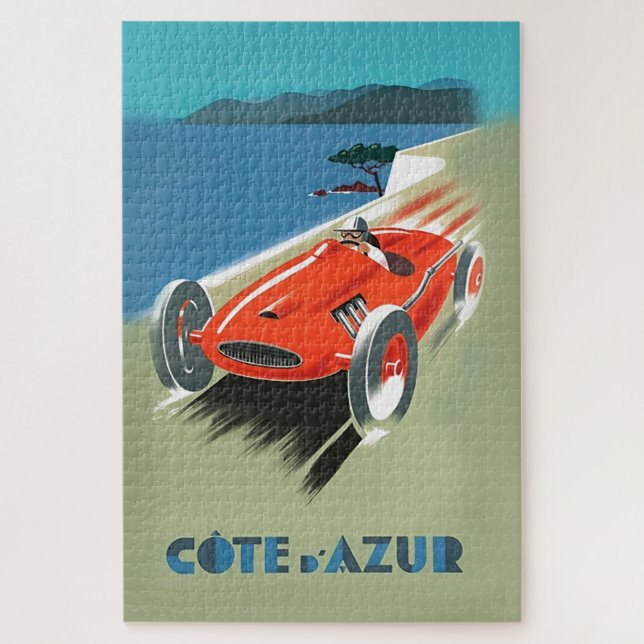 Puzzle Vintage Cote D'Azur Automobile Racing Illustration (Vertical)