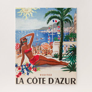 Puzzle Vintage Côte D'Azur Beach Illustration Art
