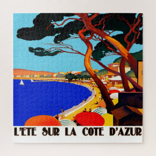 Puzzle Vintage Côte d'Azur Illustration de voyage