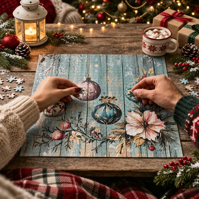 Puzzle Vintage Country Christmas Rustic Farmhouse Wood (Créateur téléchargé)