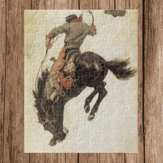 Puzzle Vintage Cowboy, Bronco Buster Study par NC Wyeth