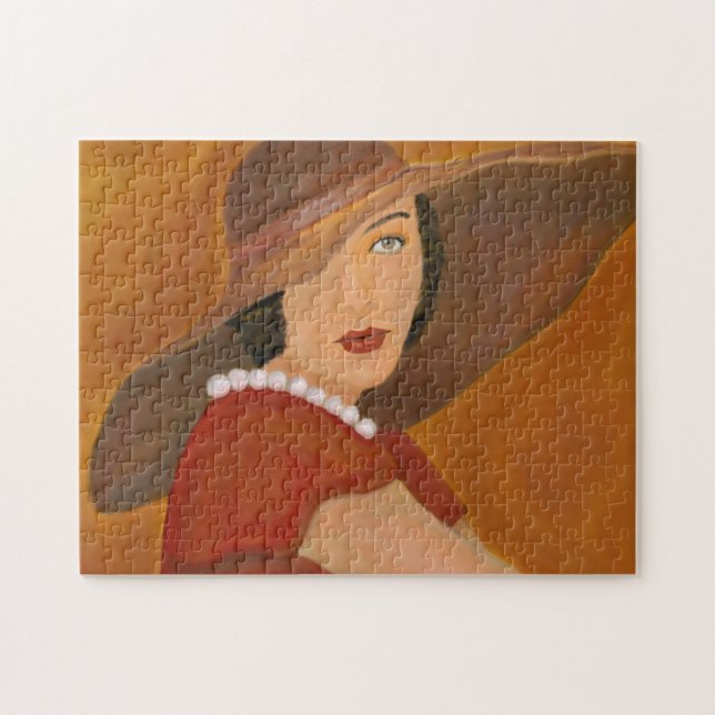 Puzzle Vintage dame en Casquette (Horizontal)