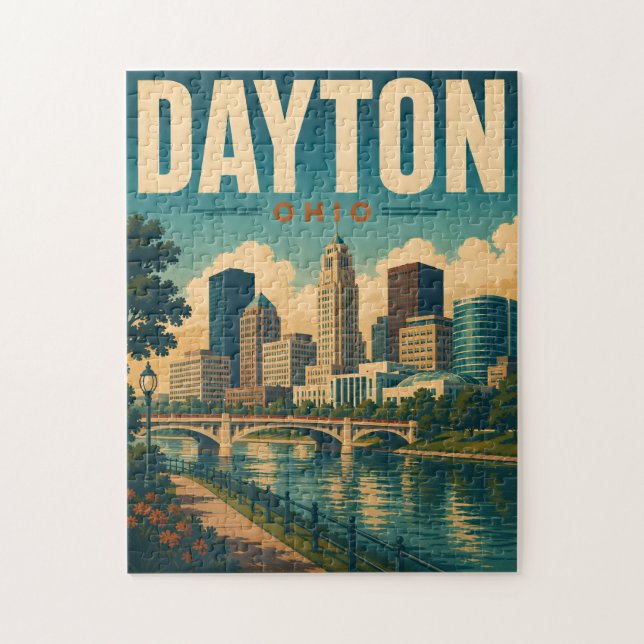 Puzzle Vintage Dayton Ohio Horizon (Vertical)