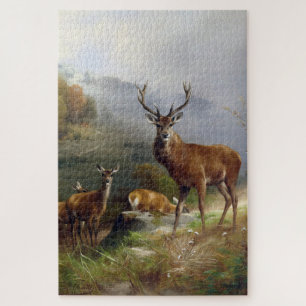 Puzzle Vintage Deer Stag - Animaux Vieux Illustration Art