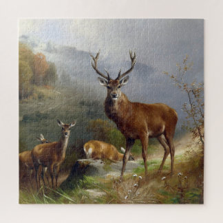 Puzzle Vintage Deer Stag - Animaux Vieux Illustration Art
