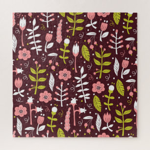 Puzzle Vintage Doodle Floral sans couture Motif