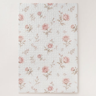 Puzzle Vintage Dusty Pink Rose Floral Pattern Jigsaw Puzz