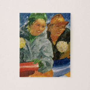 Puzzle Vintage Elegant et Stylish Femmes, Meilleurs Amis!