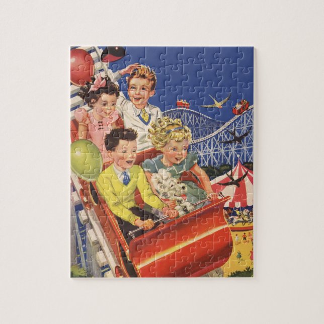 Puzzle Vintage Enfants Ballottes Roller Dessous de verre  (Vertical)