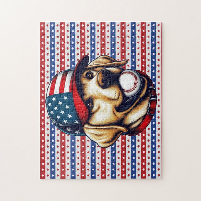 Puzzle Vintage, États-Unis baseball Labrador (Vertical)