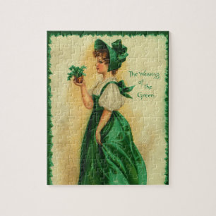 Puzzle Vintage Fête de la Saint-Patrick Jeune Femme porta