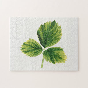 Puzzle Vintage Feuilles de fraises Aquarelle Peinture