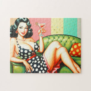 Puzzle Vintage fille de boisson